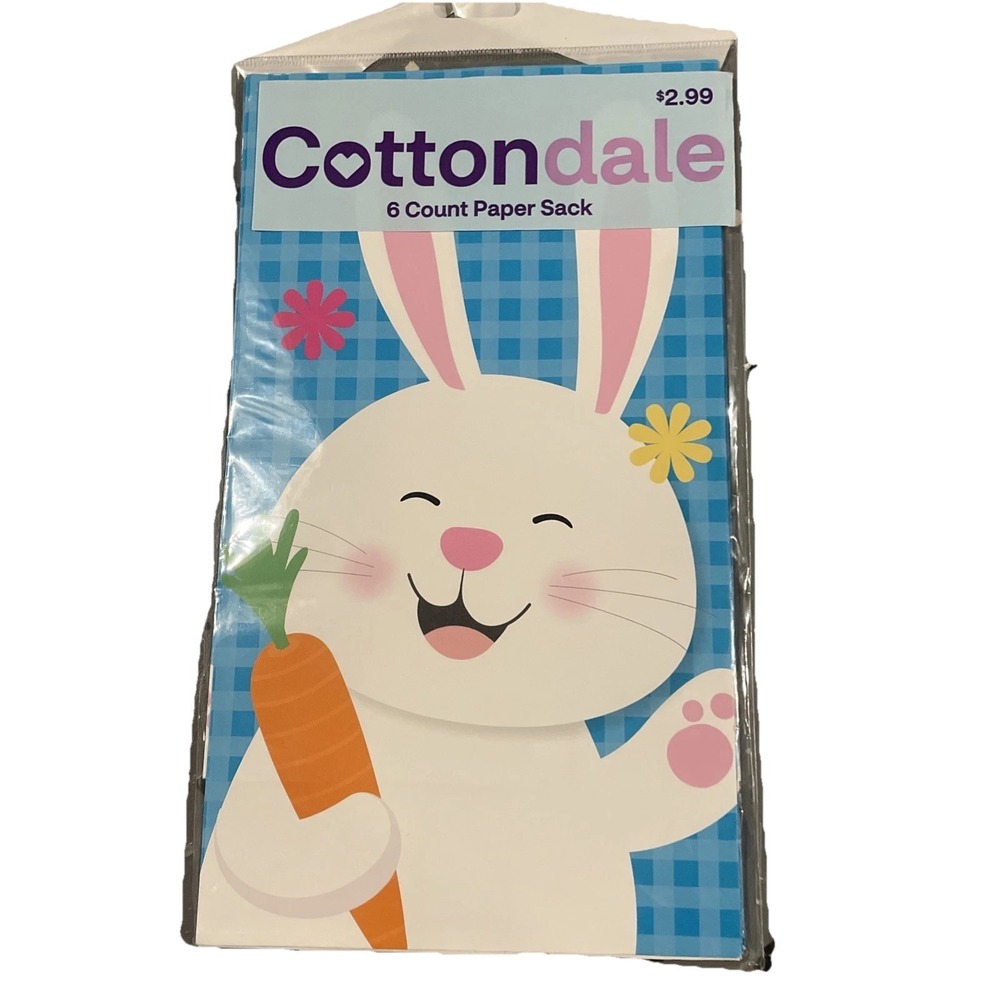 Easter Paper Gift Bags (6 Total)  10.5"x6" New Sealed Easter Treats Gift